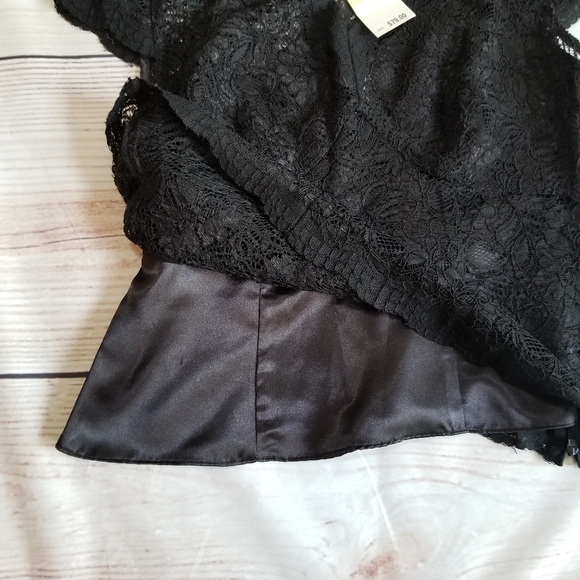 Alfani NWT Lace Overlay Balck Top Sz 4P - Picture 6 of 7